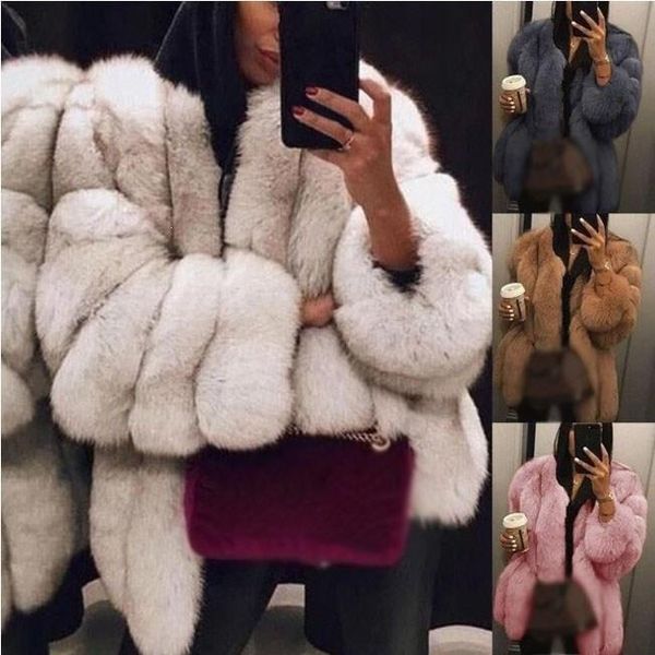 

plus size women fur coat winter warm plush coat luxury soft fur jacket, Black