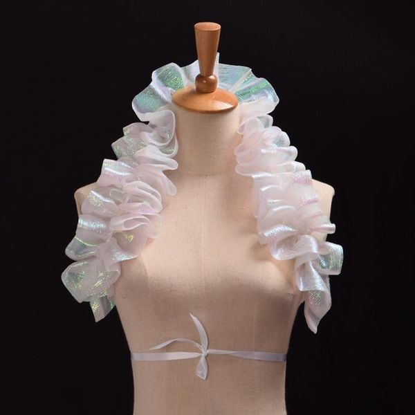 

shiny collar victorian ruffled gothic retro costume white neck ruff, Black;gray