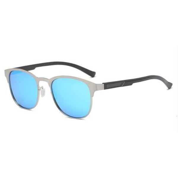 

2021 new brown man polarized sunglasses stainless steel frame blue lens mirror driving for glasses with box gjbs, White;black