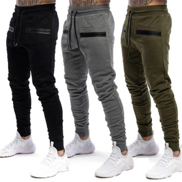 

male multiple pockets casual skinny trousers mens outdoor fitness sweatpants fashion occident trend drawstring running long pants spring, Black
