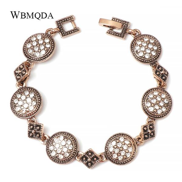 

wbmqda ancient rose gold vintage bracelets for women white rhinestone bohemian bracelets & bangles pulseras mujer moda 2020, Black