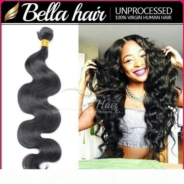 

bella hair 100% unprocessed malaysian human hair extensions 9a natural color body wave hair weft ing, Black