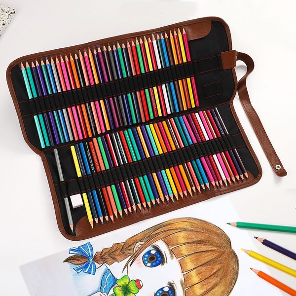 

2020 stationery jianwu, 72 holes, folding cloth ball point curtain colored oilcloth pen, color pencil, art storage, supplies without pencil