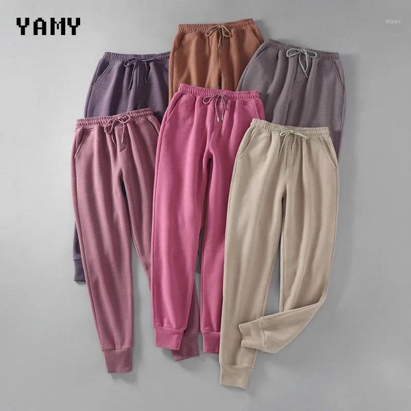 

pantalon femme new cargo pants women drawstring winter flocking pants trousers high waist solid color loose sweatpants1, Black;white