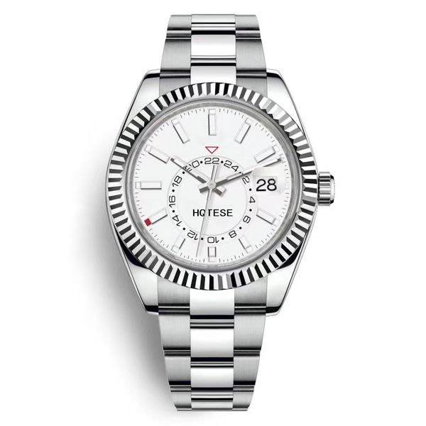 

men automatic mechanical watch multi-function 24h automatic calendar watch stainless steel luminous waterproof diving multi-function watch, Slivery;brown