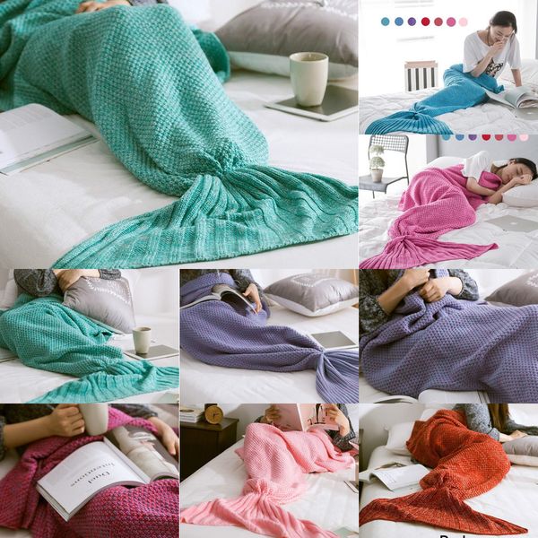 

90*180cm mermaid sofa knit blanket quilt rug cocoon sleeping sack tail blankets dhl 5 nu2os