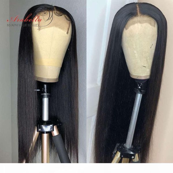 

brazilian straight front pre plucked with baby arabella remy 100% human hair 13x4 lace frontal closure wig, Black;brown