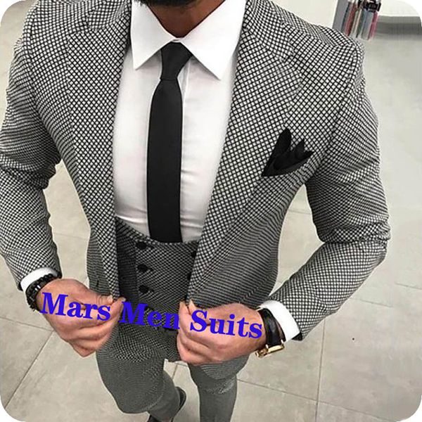 

black white houndstooth pattern men suits wedding suits for mens jacket groom wear slim fit casual tuxedo custom made prom blazer tailored, White;black