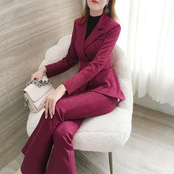 

women's two piece pants loose fashion suit summer women elegant casual plus size tuxedo office blazer and conjunto clothing eg50xf, White