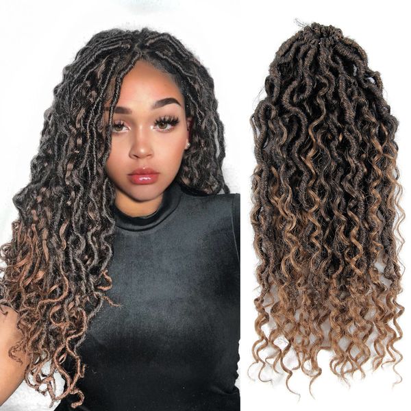 Onda de Deusa Locas Crochet Cabelo Rio Faux Locs Ondulado Crochet Com Cabelo Encaracolado Trançado Sintético Extensão Cabelo Gypsy Bohe Locs