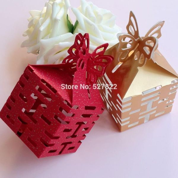 

gift wrap 100pcs double happiness candy boxes wedding party favors box red/gold 1