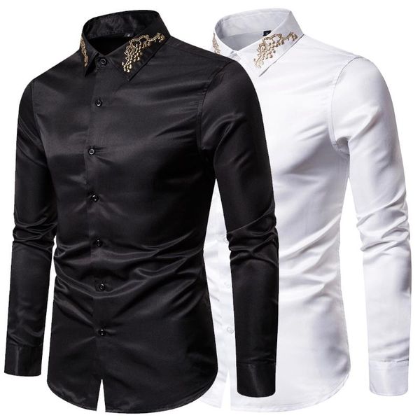 

men's casual shirts ys009 european and american fashion long sleeve turn-collar teenagers leisure trend men, White;black