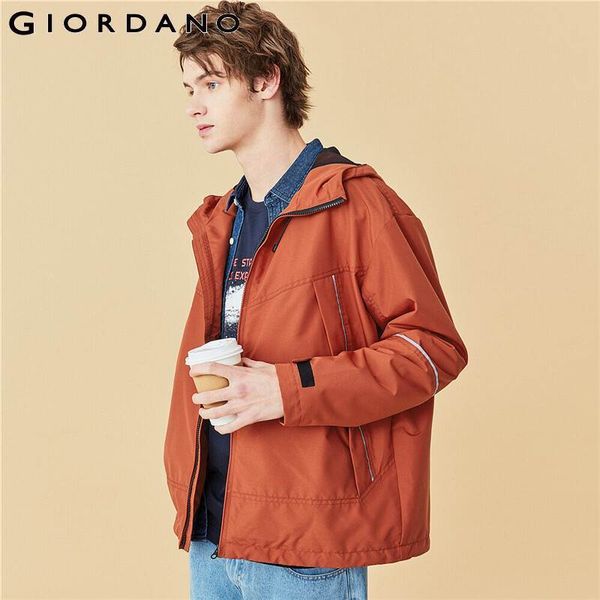 Giordano homens jaquetas leves de carga jaquetas com capuz malha de forro fechar botões de inclinação grande jaqueta masculino 01070720 201106