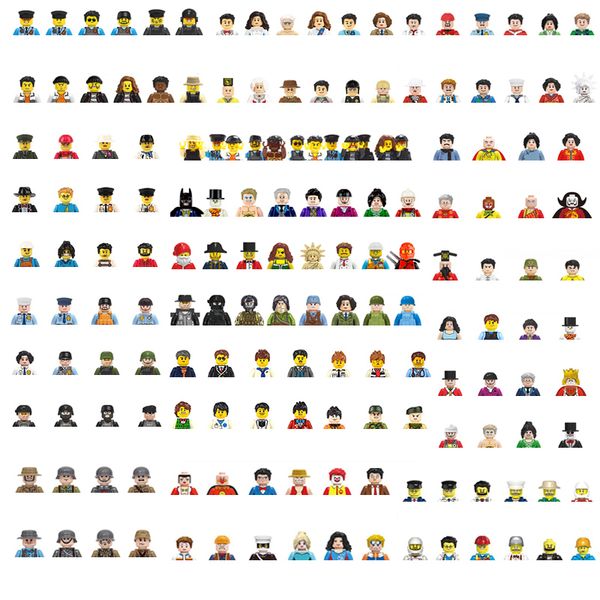 

50pcs/set diy building blocks dolls occupational characters cartoon figures model bricks toys hobby c1114