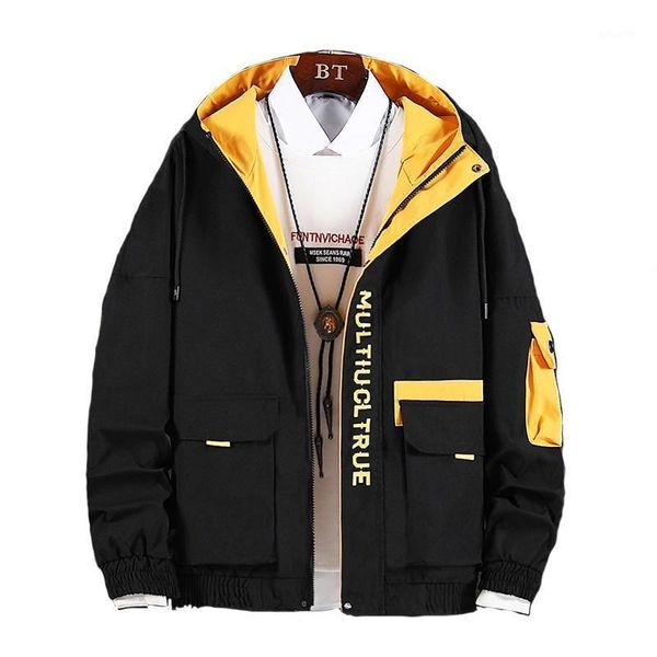 

men's jackets waterproof 2020 autumn printed hooded jackets coats men women outerwear splice casual brand male clothing1, Black;brown