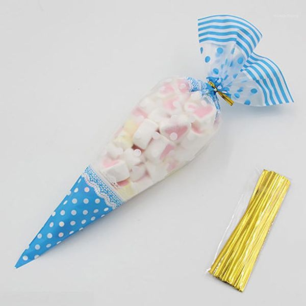 

50pcs cookie cute triangle wedding supplies shopping party favor home gift package clear kids birthday candy bag cone1