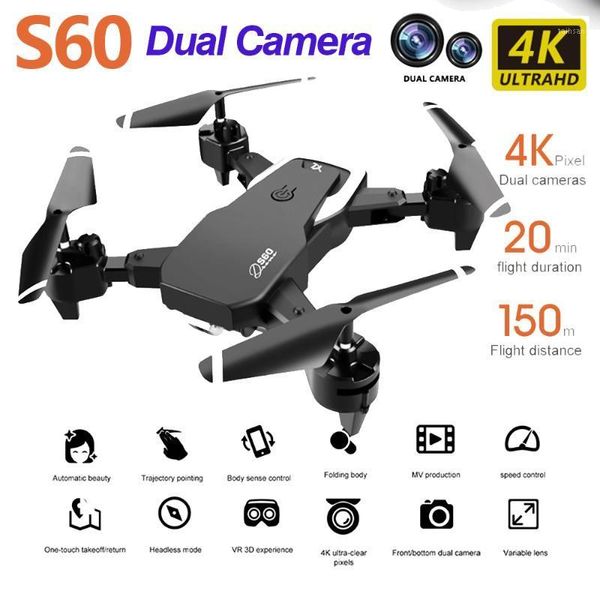 

drones s60 toy drone dual camera wide angle wifi fpv foldable height keep quadcopter with 4k arrival long range drone1