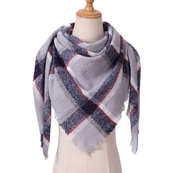 

16 colors fashion women plaid scarves grid tassel shawl winter neckerchief lattice triangle blanket scarf cyz2852, Blue;gray