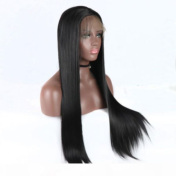 

full lace wigs 30 inches pre plucked straight glueless virgin peruvian 28 30 inch long human hair lace front wig for women, Black;brown