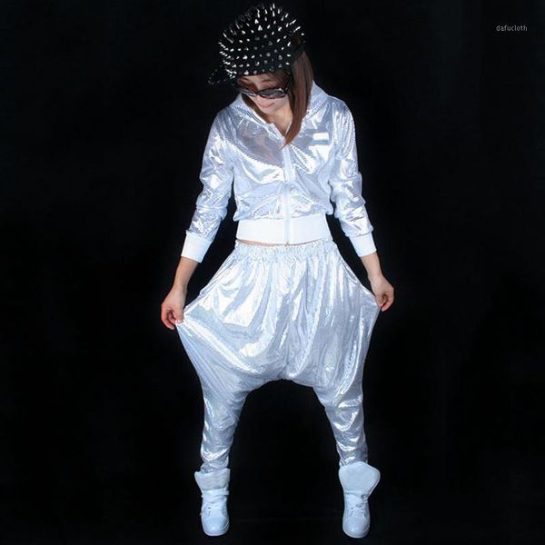 

women hip hop costumes hoodie coat harlan pants street dance clothes jazz performance stage outfit modern dancing wear dt17651, Black;red