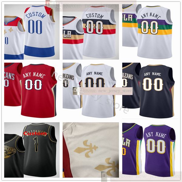 

custom printed zion 1 williamson 2 lonzo 14 brandon ball ingram 13 kira lewis 12 steven 6 eric adams bledsoe 3 josh 4 jj hart redick jerseys, Black;red