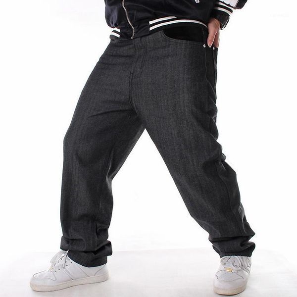 

mens relaxed jeans black wide leg men denim pants soft hip hop baggy jeans skateboard long trousers letter embroidery size 30-461, Blue
