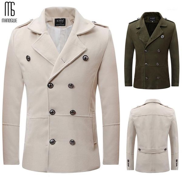 

men's trench coats manoswe fashion solid color double breasted turn-down callor windbreaker 2021 autumn & winter coat men england style, Tan;black