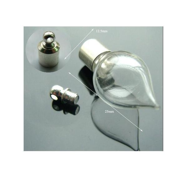 

1piece copper screw cap glass vial pendant miniature wishing bottle clear oil charm name or rice art mini glass bott jllefa, Black