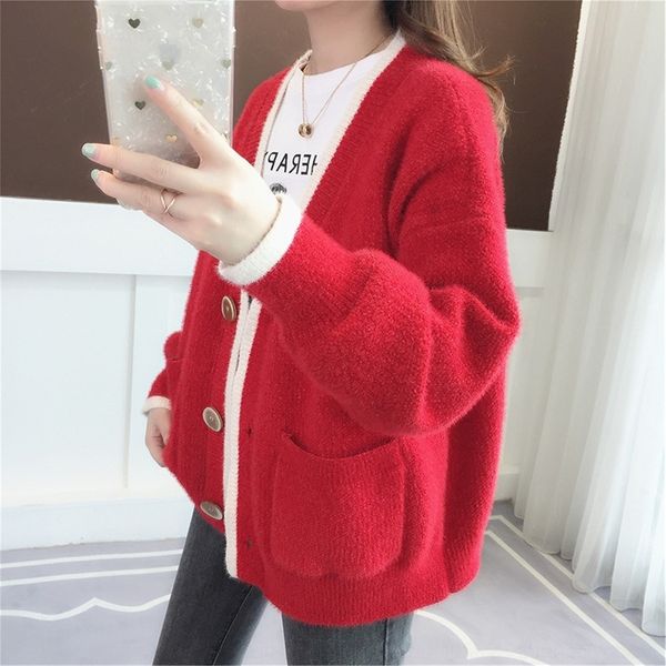 

yfr5h new style and cardigan women's fall winter 2020 mink like loose casual knitted trend coat coat lazy xxucm, White;black