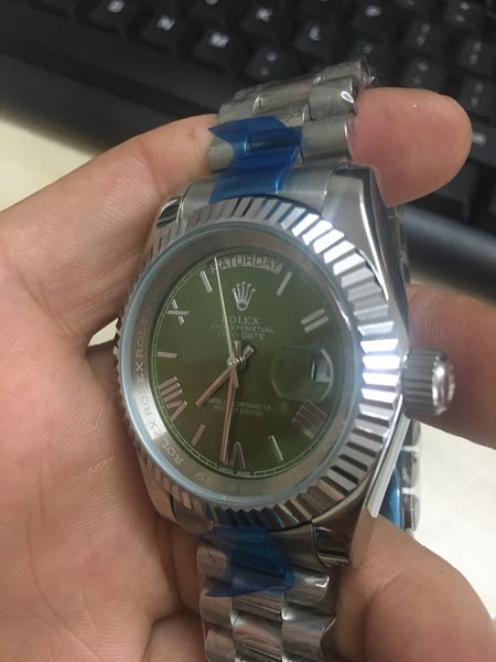 

luxury 18k gold president day-date sapphire cysta men watches automatic mechanical movement male wrist watch relo reloj, Slivery;brown