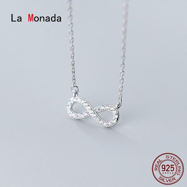 

la monada women's necklace 925 silver chains woman on the neck eight pendant fine jewelry for women necklace silver girls