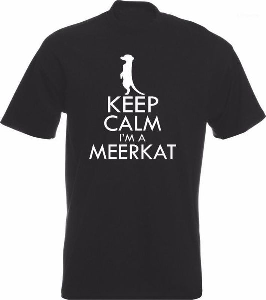 

brand clothing men tee shirts keep calm i'm a meerkat funny joke animal t-shirt casual t shirts1, White;black