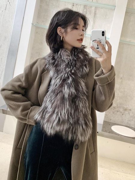 

scarves silver series fur scarf collar winter style temperament and elegant size:120x15cm, Blue;gray