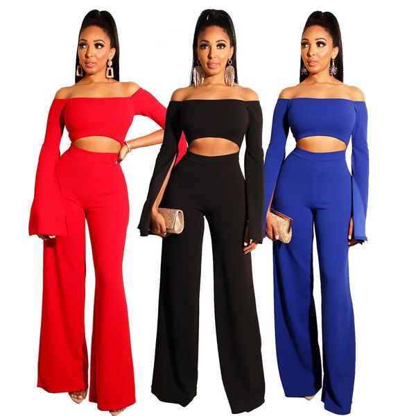 

european and american spring and summer leaky belly button slim fit one-shoulder back zipper jumpsuit, Black;white