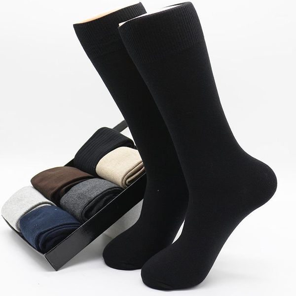 

men's solid color large size business socks harajuku winter fashion pure cotton deodorant casual long black socks (size 42-48)1