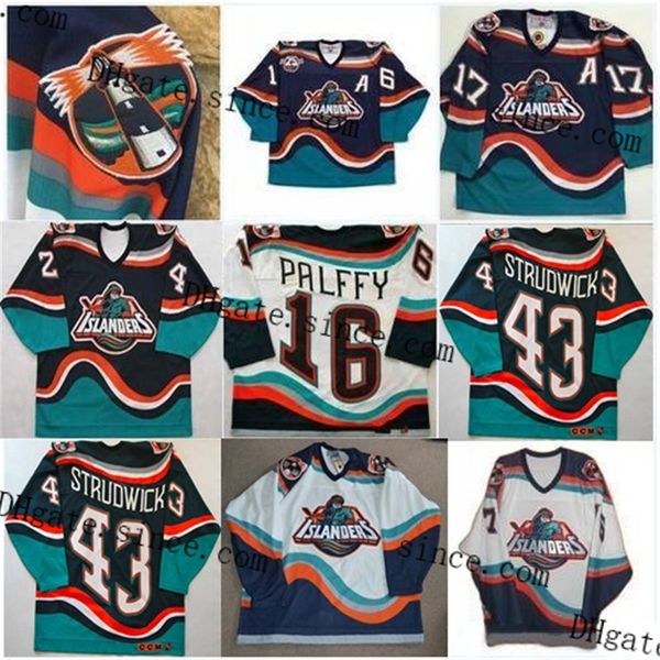 

retro nhl new york islanders jersey 16 ziggy palffy fisherman darius kasparaitis johntavares korolev brent severyn berard vintage hockey, Black;red