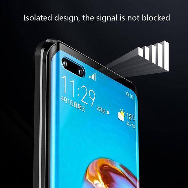 

magnetic adsorption metal case for huaweip30 p40 p20 mate40 20 30 lite pro p40e double sided glass magnet case for honor10 30 h wmtkfh