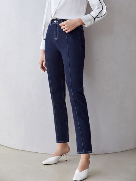 

motf premium cotton blend bootcut jeans 50tn#, Blue