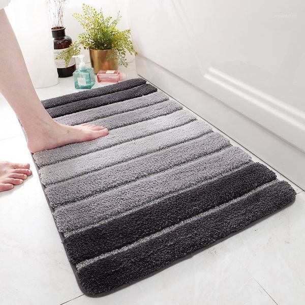 

nordic modern living room bedroom bath doormat entrance hall stair kitchen soft water absorption carpet stripes non-slip rug mat1