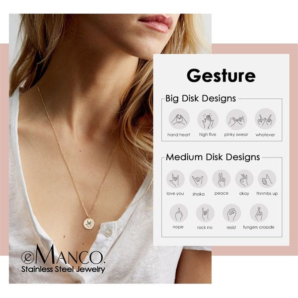 

emanco personalized pattern custom necklace women engrave letter & heart layered 316l stainless steel choker necklace jewelry y200323, Silver