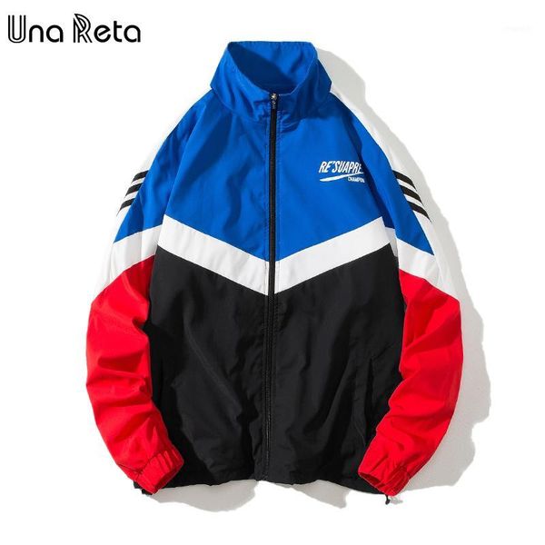 

una reta men jacket autumn new zipper colorful coat jacket men plus size streetwear clothes cool patchwork print1, Black;brown
