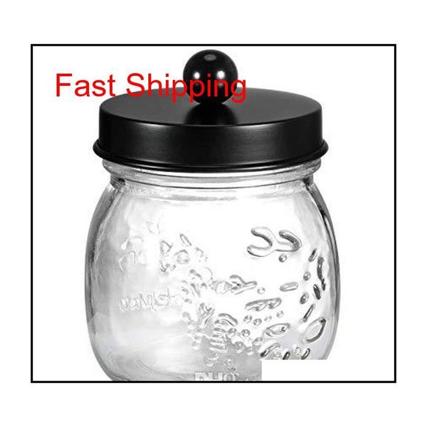 

regular mason jar bathroom apothecary jars vanity organizer- rustic farmhouse decor matte black canister glass fo qyltfu new_dhbest