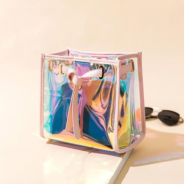 

shoulder bag personality teenager messenger bag party fashion bucket splicing mini girl transparent jelly pack