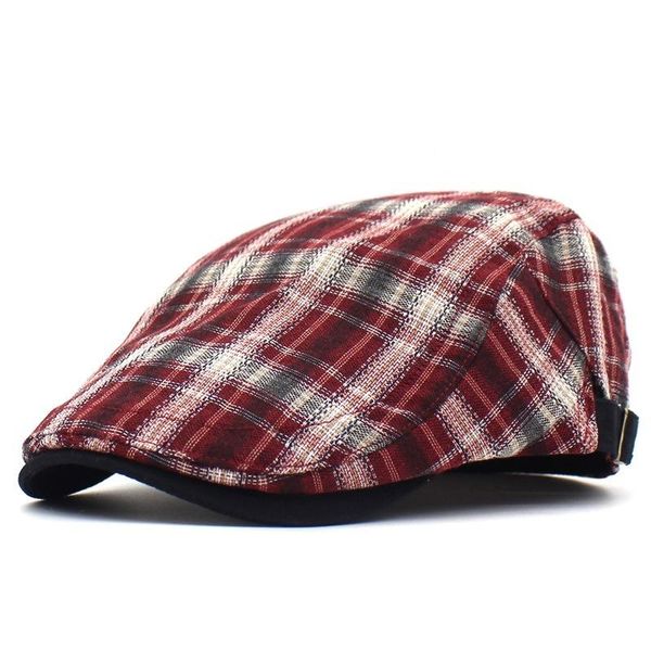 

berets men and women couples cotton beret spring summer autumn wild thin plaid peaked hat outdoor travel sun, Blue;gray