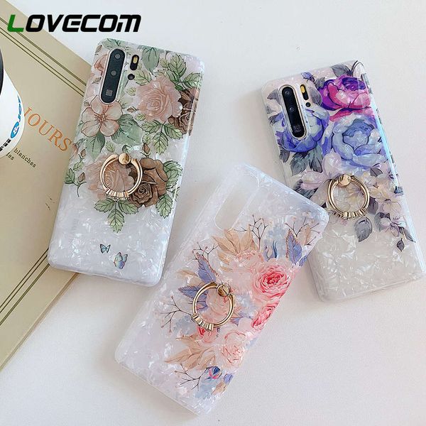 

lovecom retro flower case with ring for huawei lite p20 p30 p40 mate 20 pro dream shell soft imd phone cover