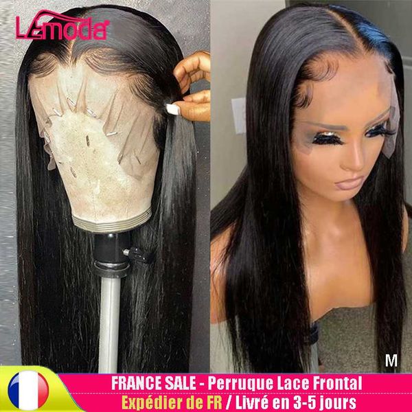 

lace wigs transparent wig straight human hair preplucked hairline brazilian remy t part for women french sale, Black;brown