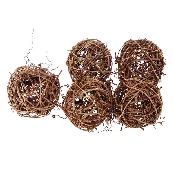 

5 pieces rustic vine wicker rattan ball for home wedding christmas party ornaments table decoration diy crafts supplies 6cm