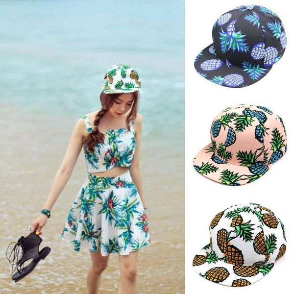 

pineapple snapback bboy hat adjustable baseball cap hip-hop style beach sun hat outdoor mountaineering cap vrouw hoed1, Black;white