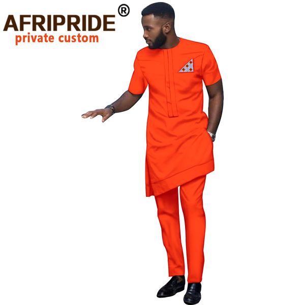 

african men clothing tribal outfit printed long shirt pant 2 piece set dashiki short sleeve tracksuit afripride s1916016, Gray