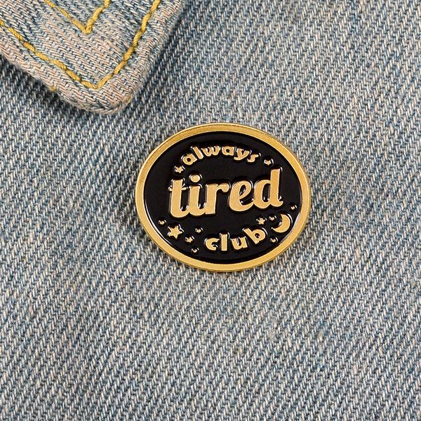 

round tired text star enamel pin black glod brooch bag clothes lapel pin sasha away badge cartoon jewelry gift for people, Blue
